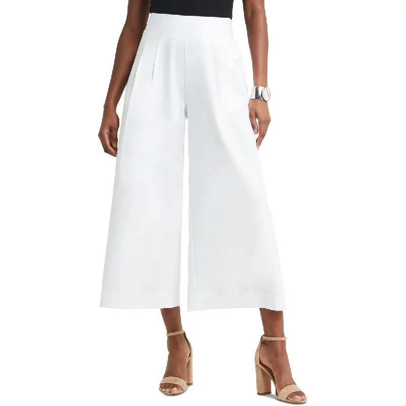 Stretch-fit tight trousers for men with flexibility and modern design for easy wear -H Halston Womens Cropped Pleated Wide Leg Pants