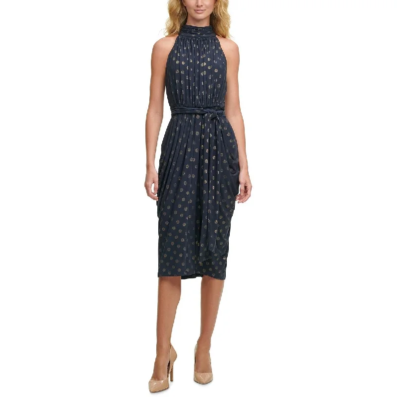 Capri Dresses for Playful -Tommy Hilfiger Womens Mock Neck Polka Dot Midi Dress