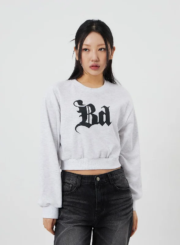 Chiffon Blouses for Feminine -Graphic Cropped Sweatshirt CF327