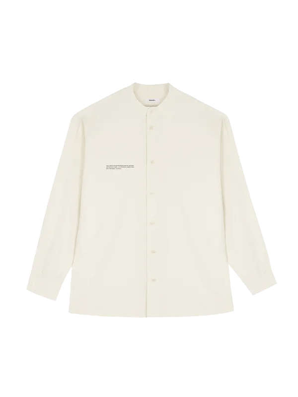 Vintage Blouses for Nostalgia -Mens Organic Cotton Linen Mandarin Collar Long-Sleeve Shirt—limestone