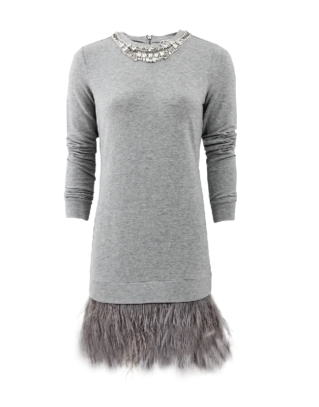 Party Dresses for Celebration -Sweatshirt Dress With Feathers