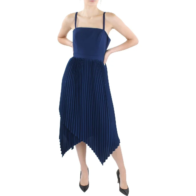 Pleated Party Dress for Structured Look -Aidan by Aidan Mattox Womens Pleated Midi Cocktail and Party Dress