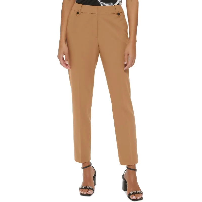 Designer tight trousers for women with unique stitching and high-fashion appeal -Calvin Klein Womens Solid Knit Straight Leg Pants