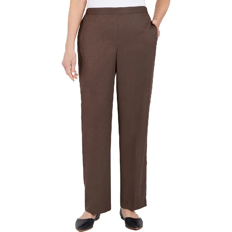 Tapered tight trousers for women with ankle-length fit and minimalist style -Alfred Dunner Womens Plus High Rise Heathered Straight Leg Pants