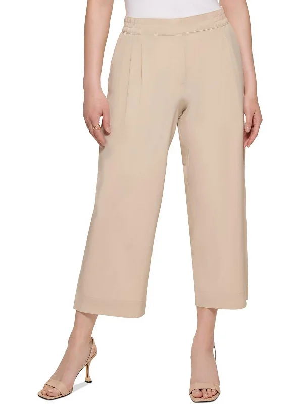 Tight cargo trousers for women with stylish pockets and slim cut for urban look -Womens Pleated Cropped Wide Leg Pants