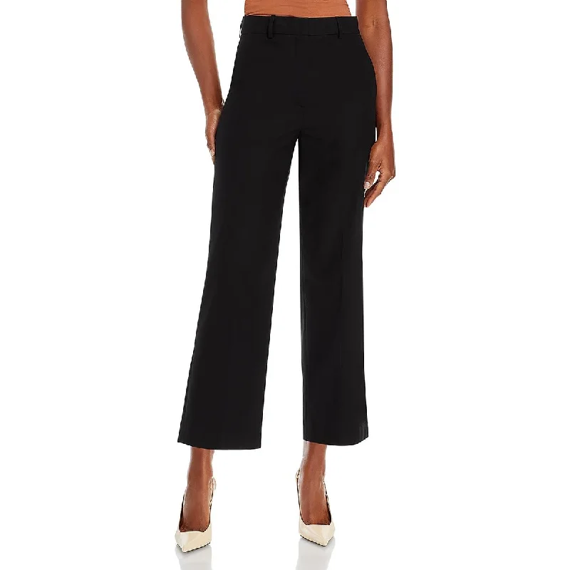 Elegant tight trousers for women with high-quality wool fabric for refined look -Theory Womens Flare Legs Pleated Cropped Pants