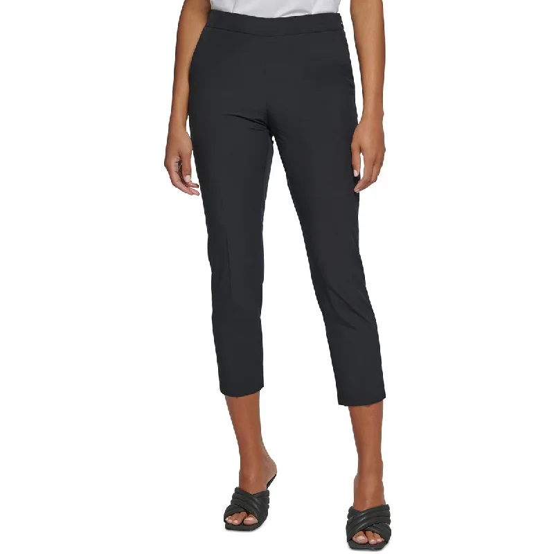 Boho-inspired tight trousers for women with earthy tones and relaxed fit -Calvin Klein Womens Solid  Cropped Pants