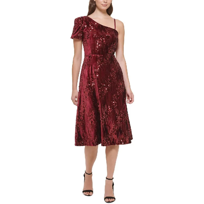 Satin Dresses for Shiny Look -Kensie Womens Sequin Midi Fit & Flare Dress