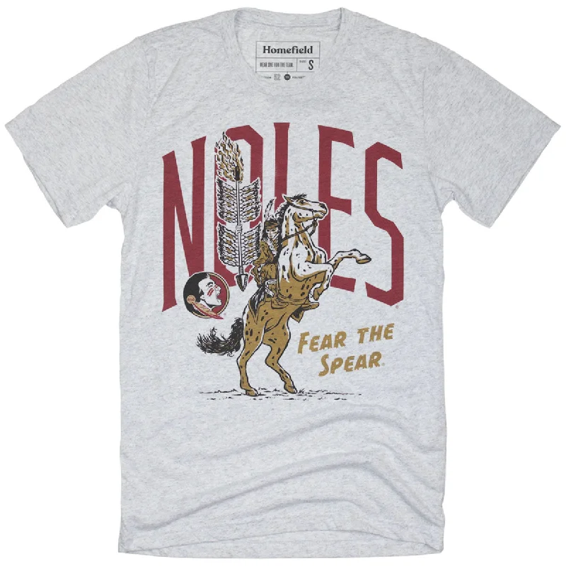 White Blouses for Pure Look -Homefield Men's Noles Osceola & Renegade Fear the Spear Design Short Sleeve T-shirt - Ash