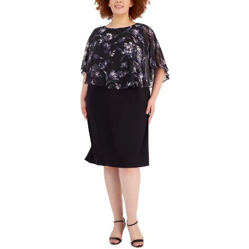 Party Dress for Office Party -Connected Apparel Womens Plus Floral Midi Cocktail and Party Dress