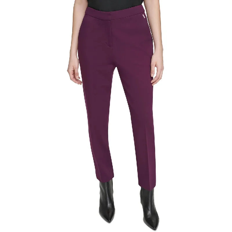 Luxury tight trousers for women with fine fabric and elegant tailoring -Calvin Klein Womens High Rise Solid Ankle Pants