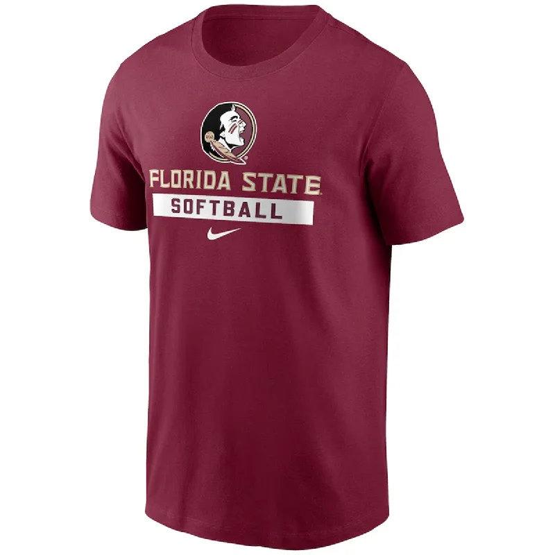 Sheer Blouses for Alluring -Nike Men's Seminole Logo/Florida State Softball Cotton Short Sleeve T-shirt - Garnet