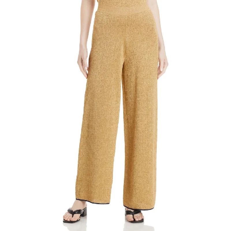 Tight cargo trousers for men with functional pockets and slim-fit style -Lanvin Womens Metallic Knit Wide Leg Pants