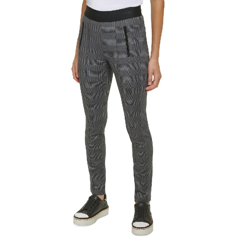 Leather tight trousers for women with edgy design and fashion-forward style -Karl Lagerfeld Paris Womens Houndstooth Pull-On Skinny Pants