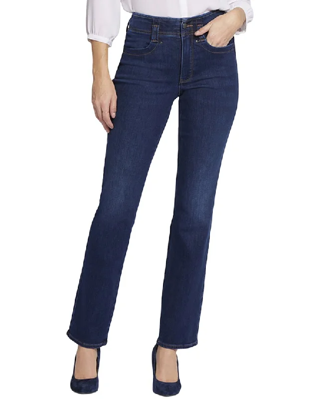 Casual tight trousers for women with cotton blend fabric for easy everyday wear -NYDJ Marilyn Palace High-Rise Straight Leg Jean