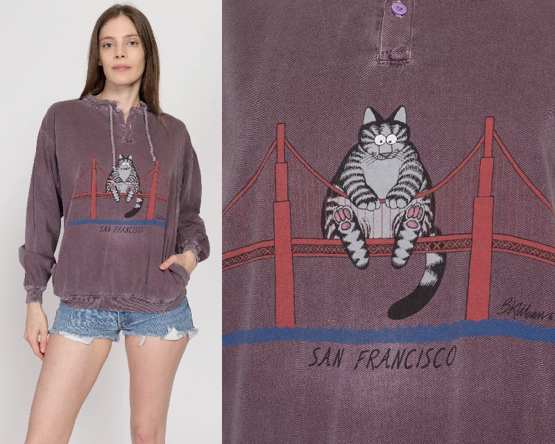 White Blouses for Pure Look -Sm-Med Vintage Kliban Cat San Francisco Wine Dyed Sweatshirt