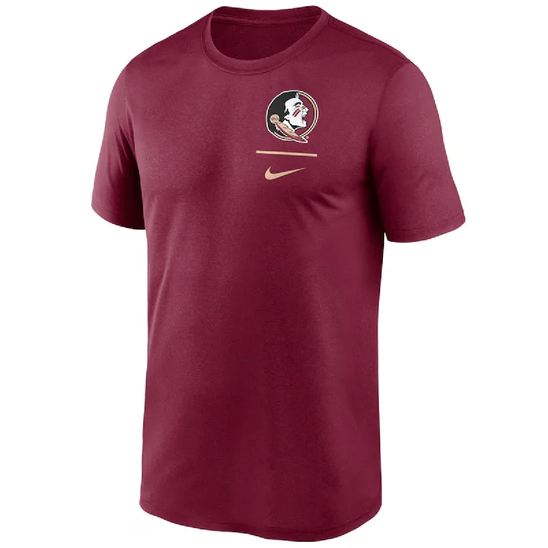 Striped Blouses for Fashionable -Nike Men's Seminole Logo Dri-fit Short Sleeve Legend T-shirt - Garnet