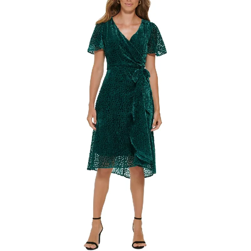 Valentine's Day Dresses for Romance -DKNY Womens Velvet Knee-Length Wrap Dress