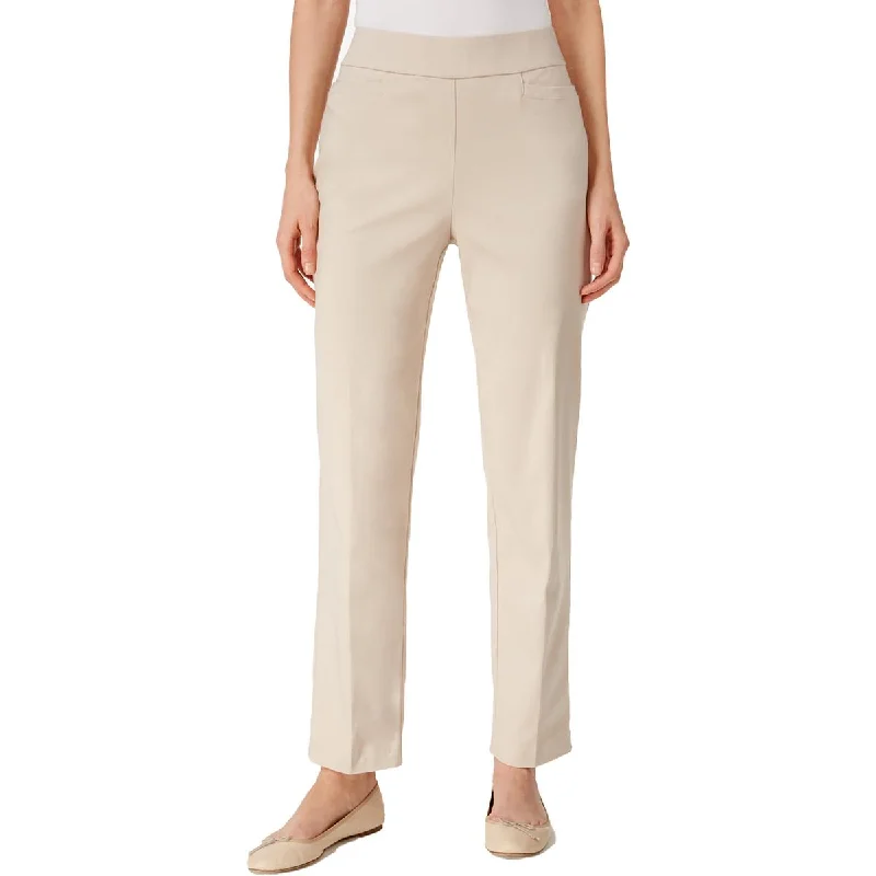 Stretch tight trousers for women with deep waistband for extra comfort and fit -Alfred Dunner Womens Petites High Rise Slimming Straight Leg Pants