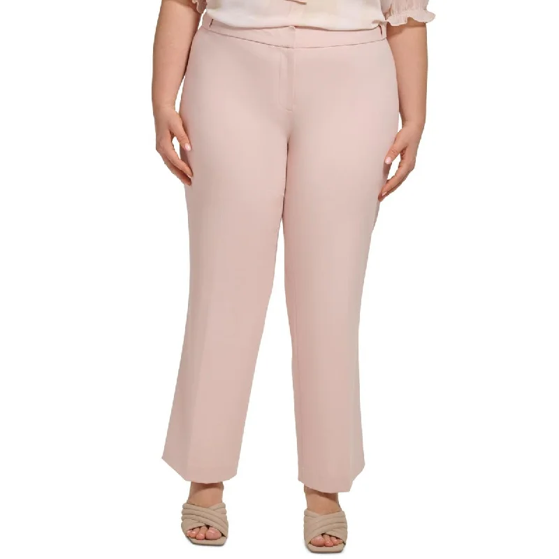 High-waisted tight trousers for women with pleated front and polished design -Calvin Klein Womens Plus Crepe Ankle Pants