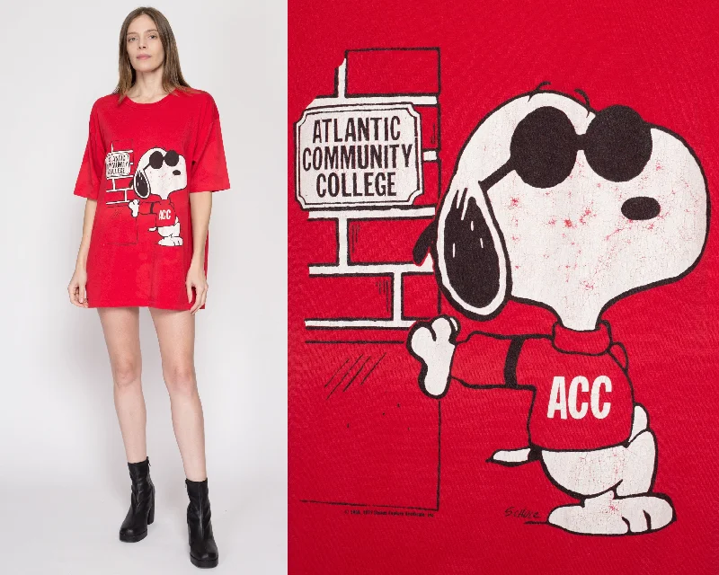 Red Blouses for Statement -One Size 80s Snoopy Atlantic Community College Red T Shirt