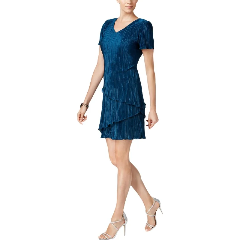 Minimalist Dresses for Simplicity -Connected Apparel Womens Petites Pleated Tiered Sheath Dress