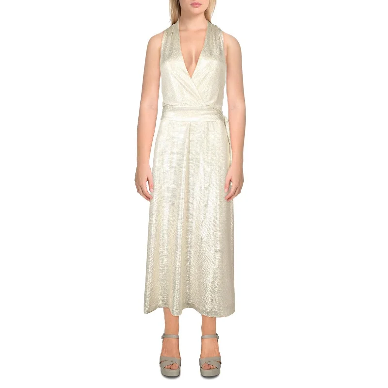 Satin Party Dress for Smooth Texture -Lauren Ralph Lauren Womens Metallic Halter Cocktail And Party Dress