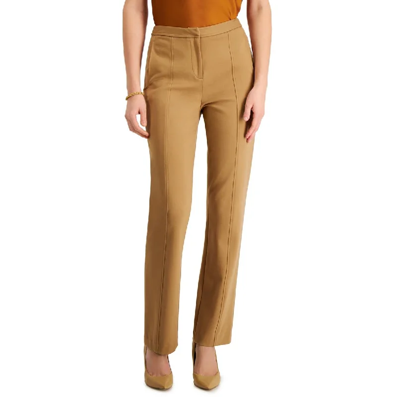 High-waisted tight trousers for women with belt loops for added style -Donna Karan Womens High Rise Pintuck Straight Leg Pants