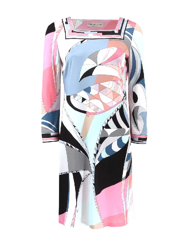 Abstract Dresses for Creative -Square Neck Printed Dress