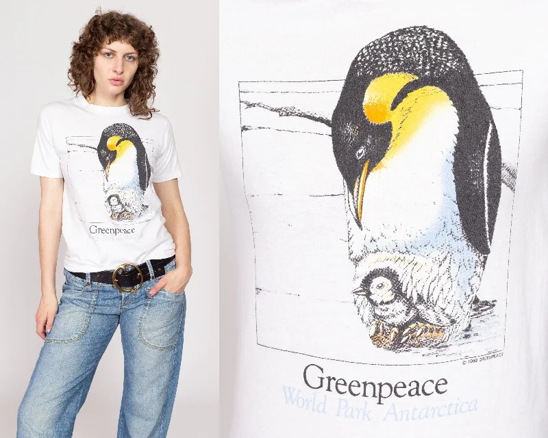 Striped Shirts for Fashion -Small 80s Greenpeace Emperor Penguin T Shirt