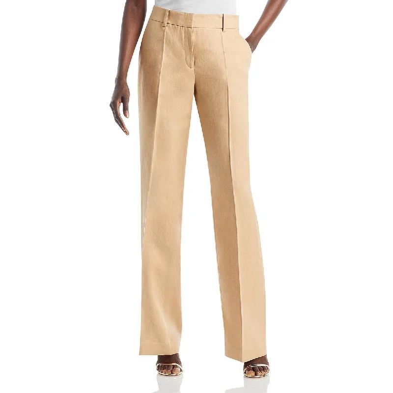 Tight trousers for women with decorative buttons and flattering silhouette for day wear -Lafayette 148 New York Womens High Rise Pleated Wide Leg Pants