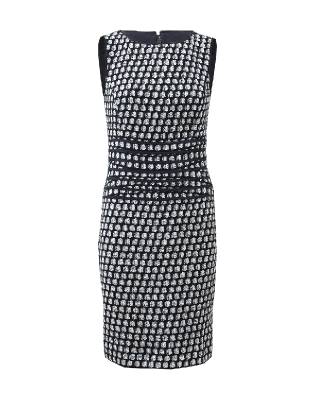 Nylon Dresses for Stretchable -Tweed Dress With Banded Waist