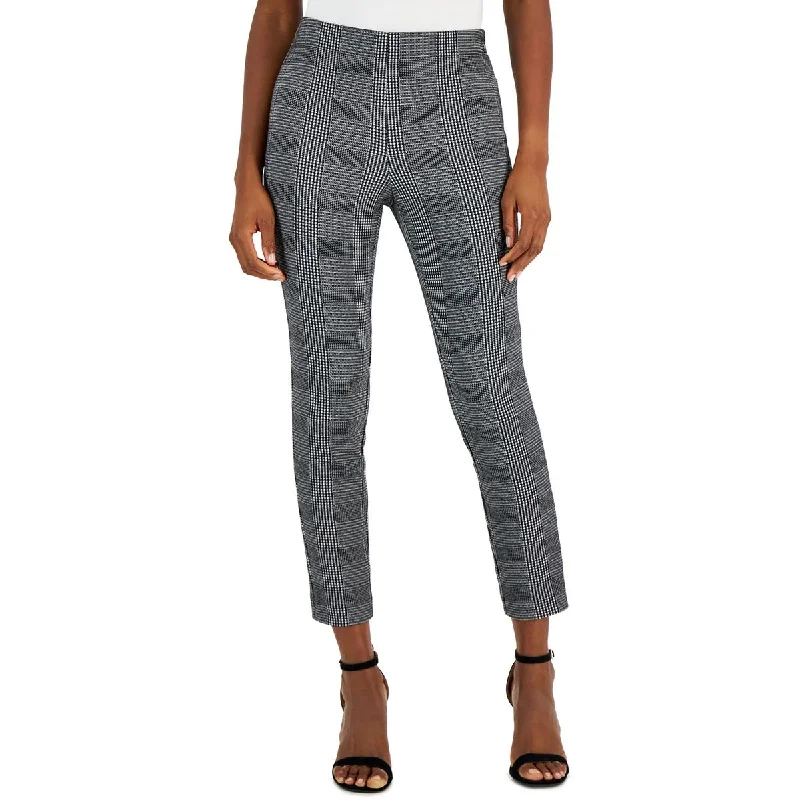 High-waisted tight trousers for women with slimming silhouette and smooth fit -Anne Klein Womens Petites Printed Slim Fit Ankle Pants