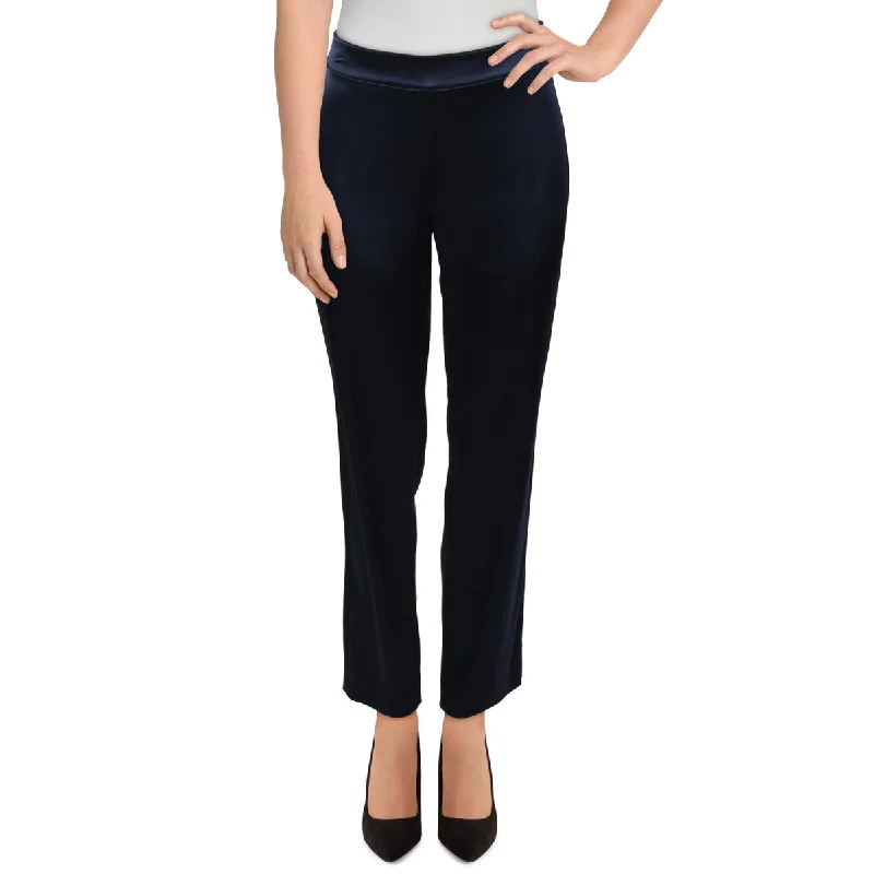 High-waisted tight trousers for women with belt loops for added style -St. John Womens Emma Satin Office Ankle Pants