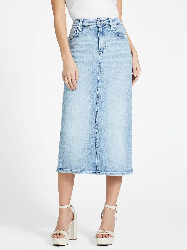 Tight office trousers for women with professional cut and flattering fit -Tee Denim Midi Skirt