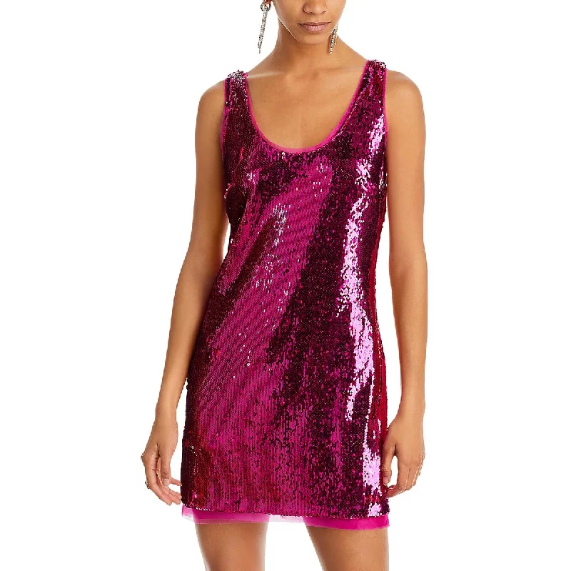 Lace Bodice Party Dress for Delicate -Halston Womens Aishia Sequined Mini Cocktail And Party Dress