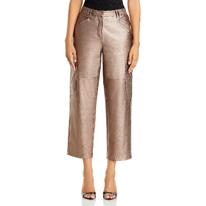 High-waisted tight trousers for women with tapered leg and vintage-inspired design -Kobi Halperin Womens Diana Metallic Cargo Cropped Pants