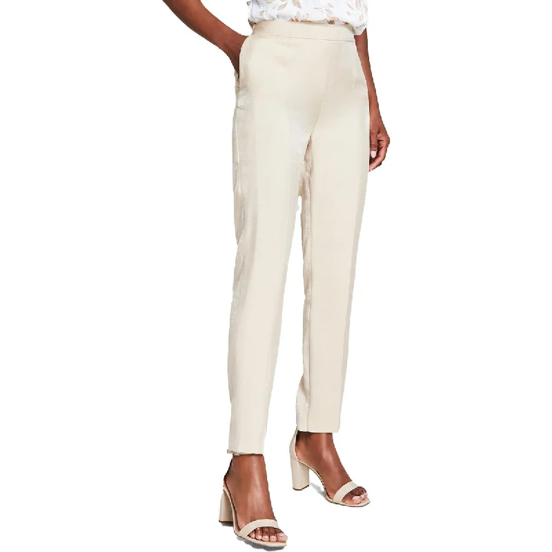 High-waisted tight trousers for women with elastic waistband for added comfort -Anne Klein Womens High Rise Shimmer Trouser Pants