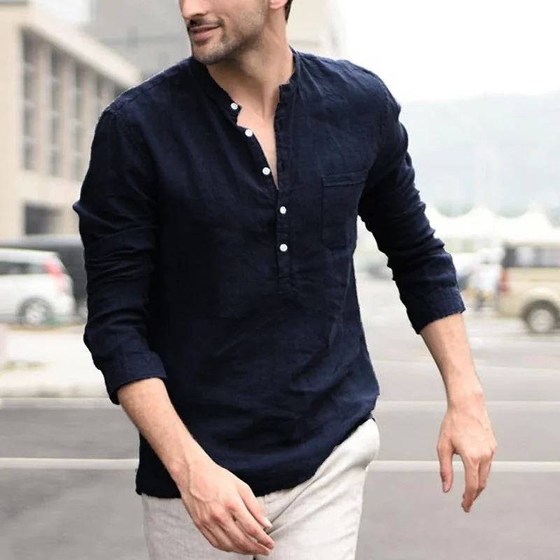 Black Blouses for Versatile -Plaid Collar Tops Turn Down Men Shirts Clothing