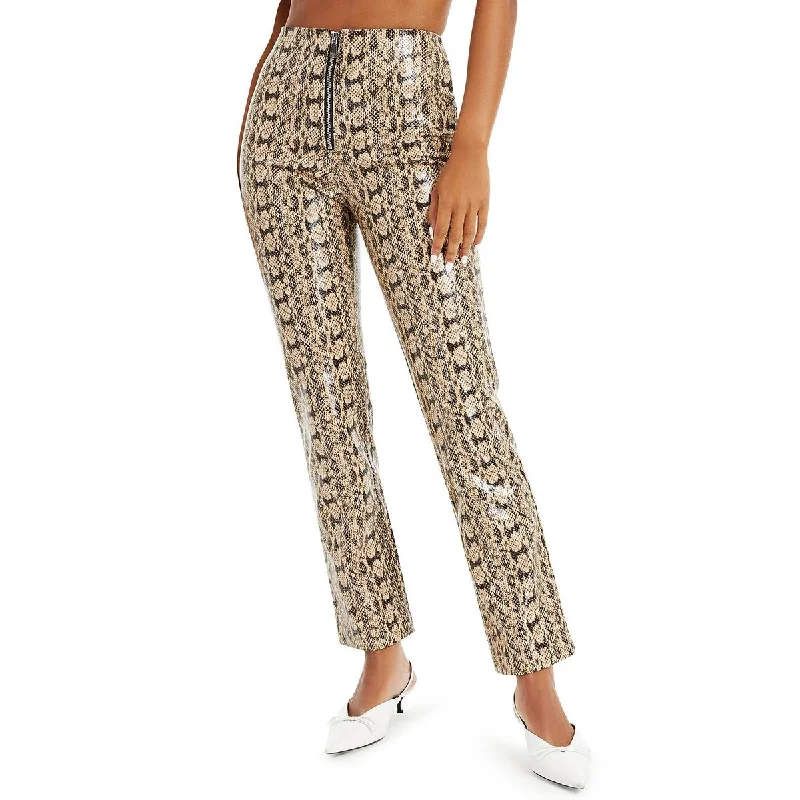 Soft wool tight trousers for women with cozy, refined fabric for cold weather -Danielle Bernstein Womens Animal Print Straight Leg Straight Leg Pants