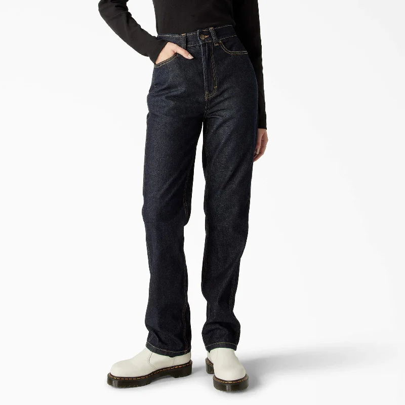 Tight trousers for women with leather accents and modern, bold design -Dickies Women’s Houston Regular Fit Jeans