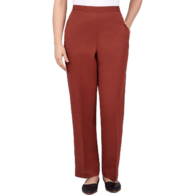 Color-block tight trousers for women with bold contrasts and modern flair -Alfred Dunner Womens Twill Elastic Straight Leg Pants