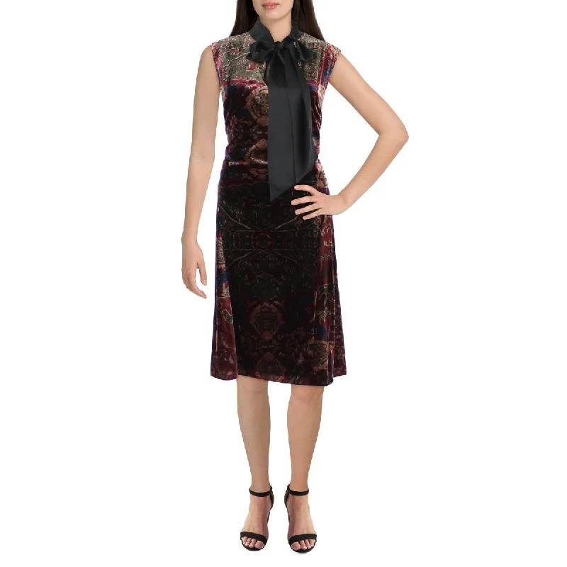 Pink Party Dress for Feminine Touch -Lauren Ralph Lauren Womens Plus Velvet Printed Cocktail and Party Dress