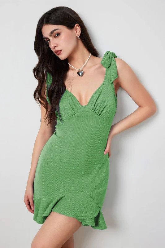 Mermaid Party Dress for Glamorous Fit -Green Short Bodycon Party Dress with Ruffles