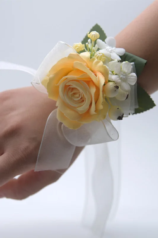 Party Dress for Costume Party -Yellow Wrist Corsage for Wedding Prom Party