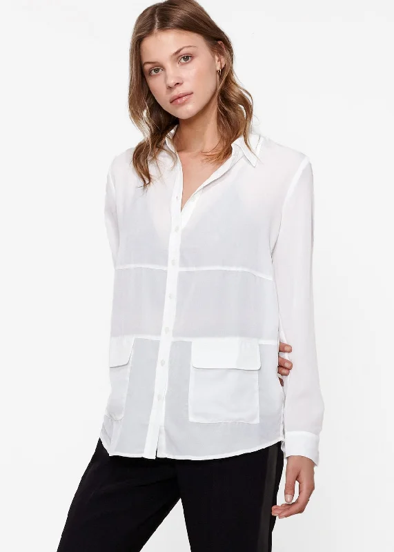 Elastic Shirts for Flex -Women's Button Down Pocket Blouse Shirt