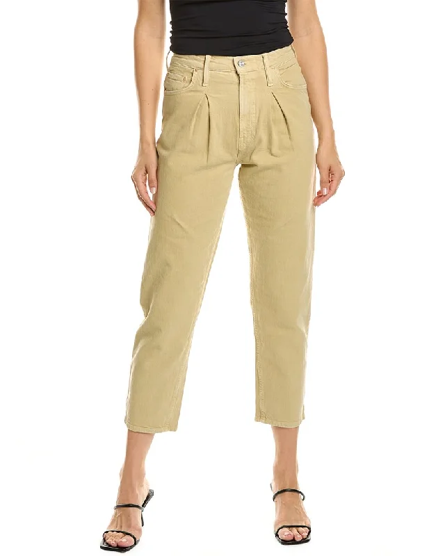 Tight trousers for women with decorative buttons and flattering silhouette for day wear -MOTHER The Inside Out Ankle Pale Green Straight Jean