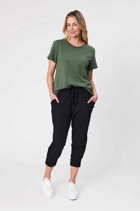 Tight trousers for women with vertical stripes and slimming effect for a sleek look -Shine On Essentials Cotton Elastane Jogger Black