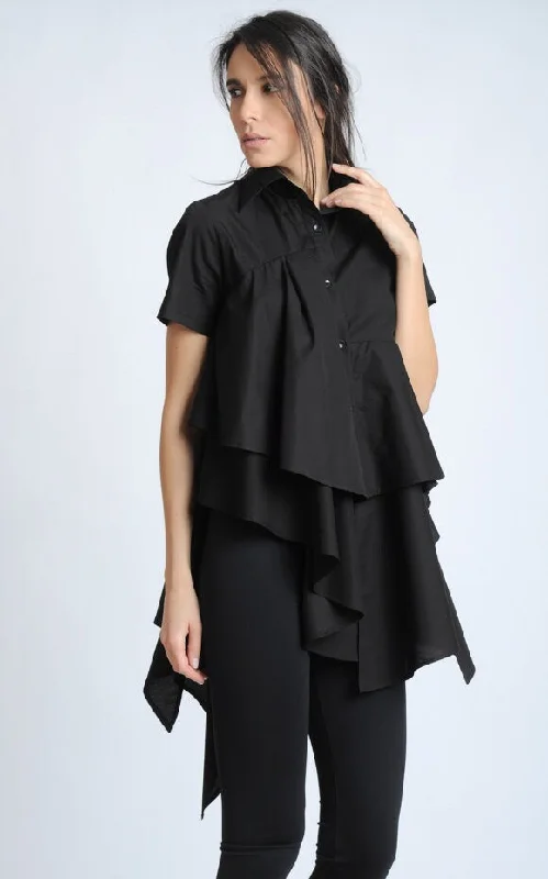 Indian Blouses with Intricacy -Black Asymmetric Shirt