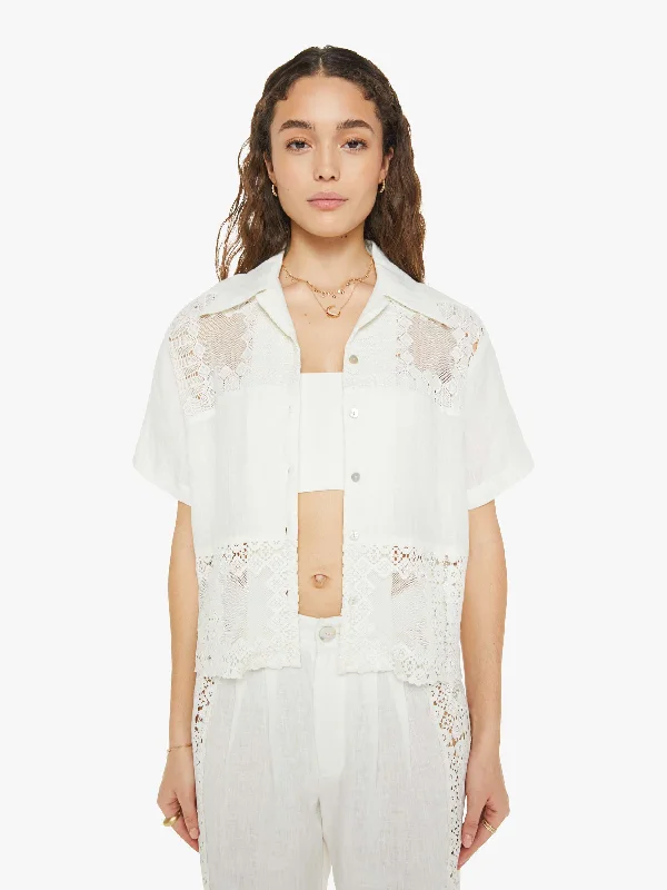 One Shoulder Blouses for Trendy -Alix Of Bohemia Stevie Picnic Eyelet Shirt - Ivory